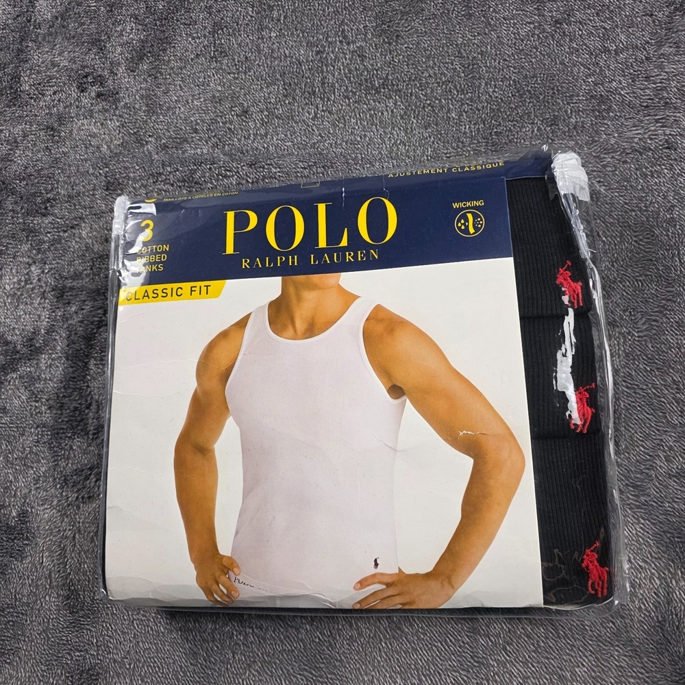 Polo Ralph Lauren Classic Ribbed Tank Moisture Wicking Shirt 3 Pack Mens XL